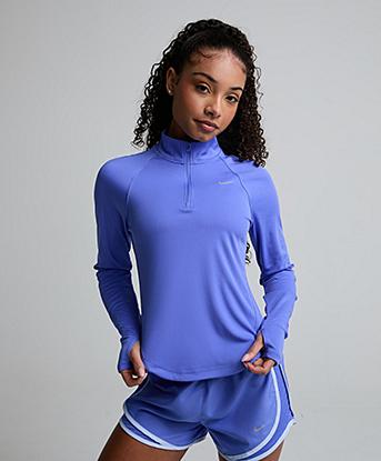 Nike Womens Tempo Dri-FIT Half Zip Top in Sapphire / Reflective Silver