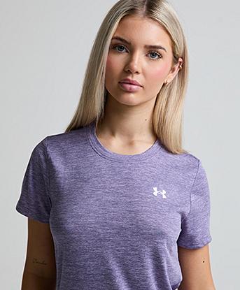 Under Armour Womens UA Tech Twist Short Sleeve T-Shirt in Purple Luxe / Purple Crest