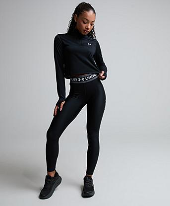 Under Armour Womens UA Tech Branded Quarter Zip Top in Black / Venom Red / White