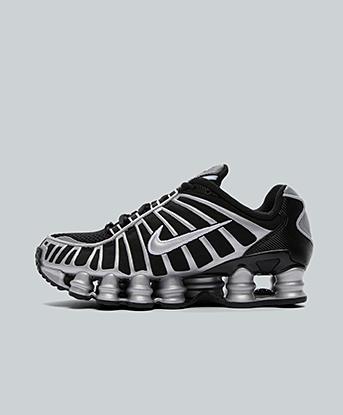 Nike Junior Shox TL Trainer in Black / Metallic Silver / Black / Volt Ice
