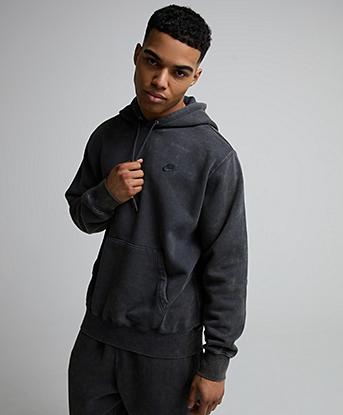 Nike Club Washed Overhead Hoodie in Anthracite / Anthracite