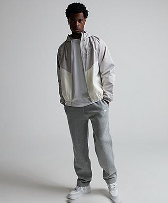 Nike Lined Windrunner 26 Jacket in Light Iron Ore / Sail