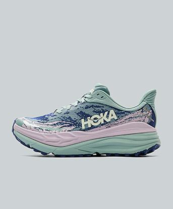 Hoka Stinson 7 Trainer in Teal Blue / Navy / Pink