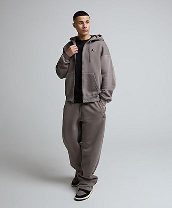 Jordan Brooklyn Oversized Open Hem Pant in Olive Grey / Black