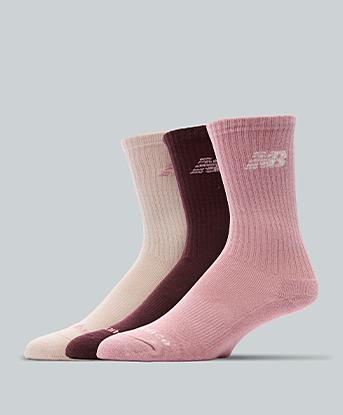 New Balance Womens 3 Pack Everyday Seasonal Midcalf Sock in Pink / Burgundy / Pastel Pink