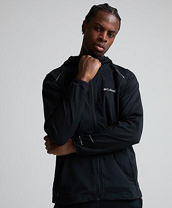 Columbia Tech Wind Full Zip Hoodie in Black / Black / White