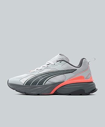 Puma Fade NITRO V2 Running Trainer in Grey / Solar Red / Charcoal