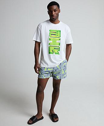 Nike Swim 5 Inch Pebble Swoosh Short in Wolf Grey