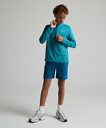 Montirex Junior Trail 2.0 Quarter Zip Top in Deep Teal / Aisen / Water Spring/ Vivid Aqua