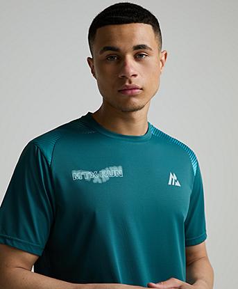 Montirex MTX Run Disperse T-Shirt in Ocean Abyss / Steal Teal / Vivid Aqua