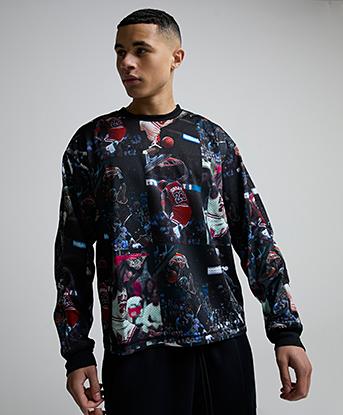 Jordan Flight AOP Long Sleeved Jersey in Black / AOP