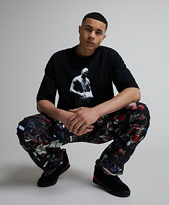 Jordan Flight AOP Woven Pant in Black / AOP