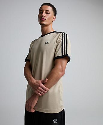 adidas Originals Adicolor Classics 3-Stripes T-Shirt in Stone Khaki