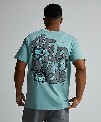 Dripmade Detect T-Shirt in Silver Mint / Sage / White