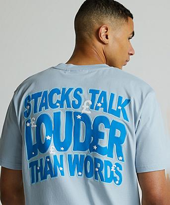 Dripmade Stacks T-Shirt in Open Skies / Blue / Bone White