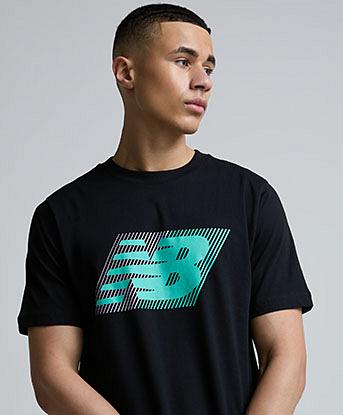 New Balance Gridline Flying T-Shirt in Black