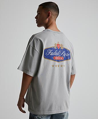 Faded Store Washed Racing T-Shirt in Washed Grey
