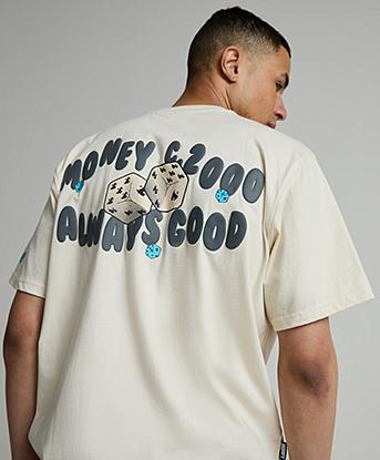 Money Clothing Dice T-Shirt in Bone White
