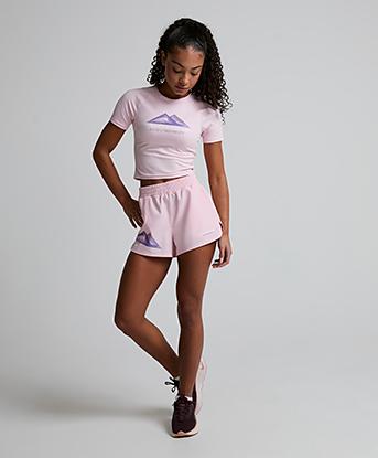 Monterrain Womens Balance Woven Short in Rosy Swirl / Dreamsmoke Violet
