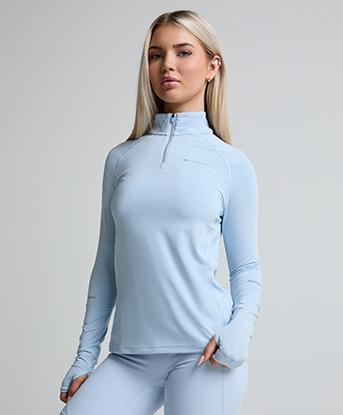 Monterrain Womens Lyder 2.0 Quarter Zip Long Sleeve Top in Celestial Route