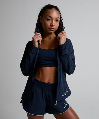 Monterrain Womens Align Running Jacket in Midship Midnight / Spring Veil