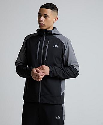 Alpyrex Tarax Woven Zip Through Hoodie in Black / Volcanic Veil