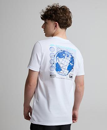 Monterrain Junior Satellite T-Shirt in Optic White / Manor Blue / Gleaming Blue