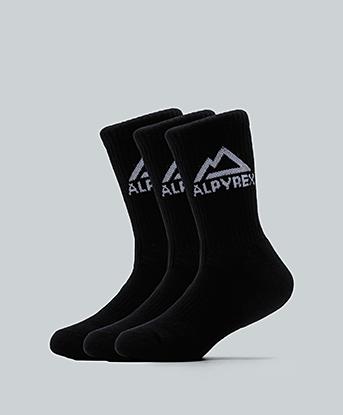 Alpyrex Junior 3 Pack Copex Core Cushioned Crew Sock in Black