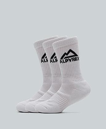 Alpyrex Junior 3 Pack Copex Core Cushioned Crew Sock in Optic White