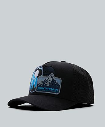 Monterrain Climate Patch Trucker Cap in Black / Multi