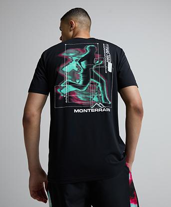Monterrain Pace T-Shirt in Black / Aqua / Red