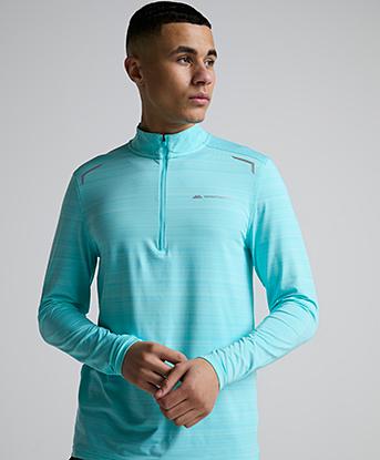 Monterrain Lyder 3.0 Space Dye Quarter Zip T-Shirt in Gleaming Blue