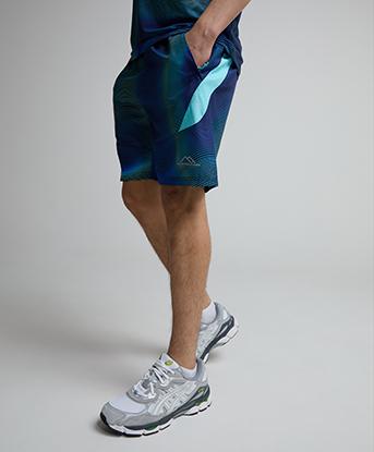 Monterrain Soar Woven Short in Multi Blue / Gleaming Blue