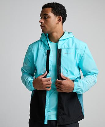 Monterrain Chase 2.0 Windbreaker in Black / Gleaming Blue / Coastal Calm