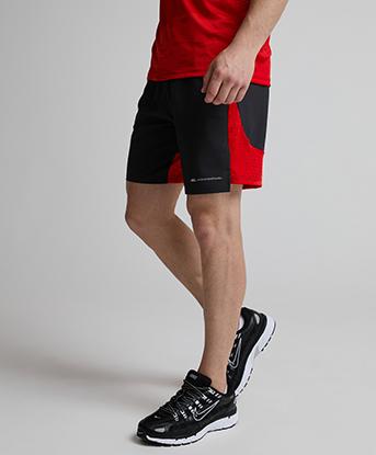 Monterrain Divide Woven Running Short in Black / Blaze Red