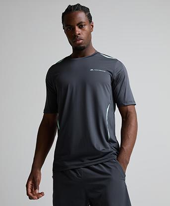 Monterrain Stride T-Shirt in Urban Charcoal / Steam Green