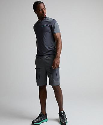 Monterrain Orbit Woven Short in Forged Steel / Urban Charcoal / Gleaming Blue