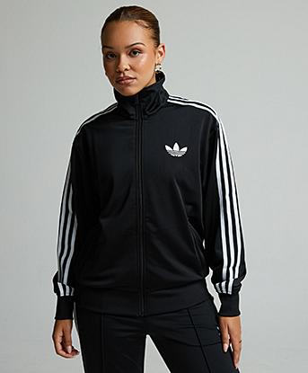 adidas Originals Womens Adicolor Classic Firebird Loose Funnel Neck Track Top in Black