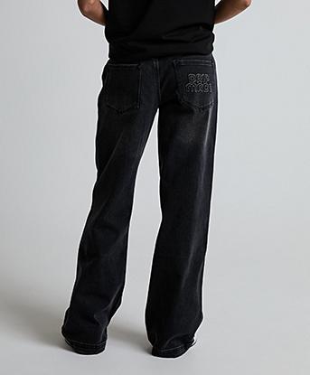 Dripmade Womens Gianna Oversized Denim Jean in Washed Black