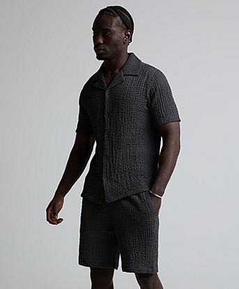 Celebre Seersucker Short in Urban Charcoal