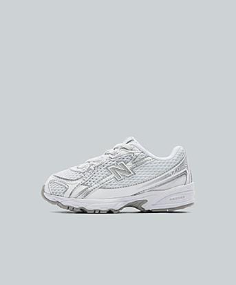 New Balance Nursery 740 Trainer in White / Silver Metallic