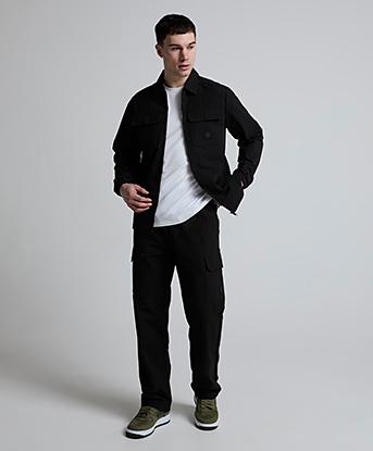Closure London Icon Badge Utility Overshirt in Black