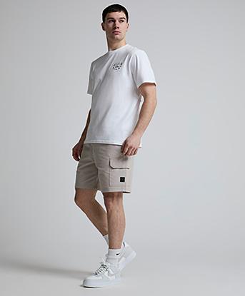Closure London Icon Badge Utility Cargo Short in Stone