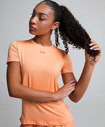 Under Armour Womens UA Sport 96 T-Shirt in Orange Bloc / Venom Red