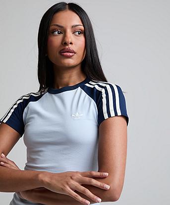 adidas Originals Womens Superstar T-Shirt in Crystal Sky / Maroon
