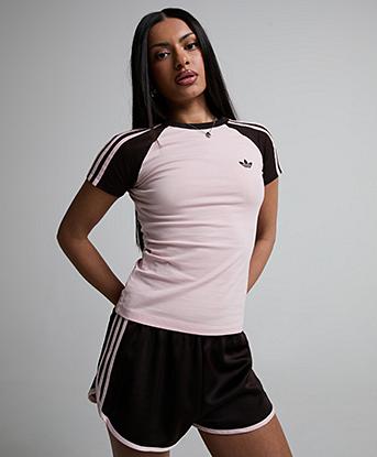 adidas Originals Womens SST T-Shirt in Sandy Pink / Aurora Coffee