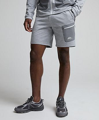 Trailberg Vale Gridded Fleece Short in Lunar Grey