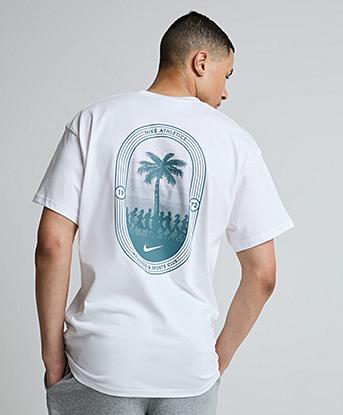 Nike Palm Springs T-Shirt in White / Mineral Slate