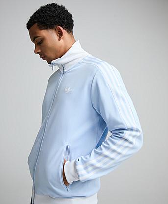 adidas Originals Classic Track Top in Crystal Sky / White