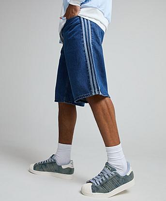 adidas Originals Firebird Short in Medium Vintage Denim